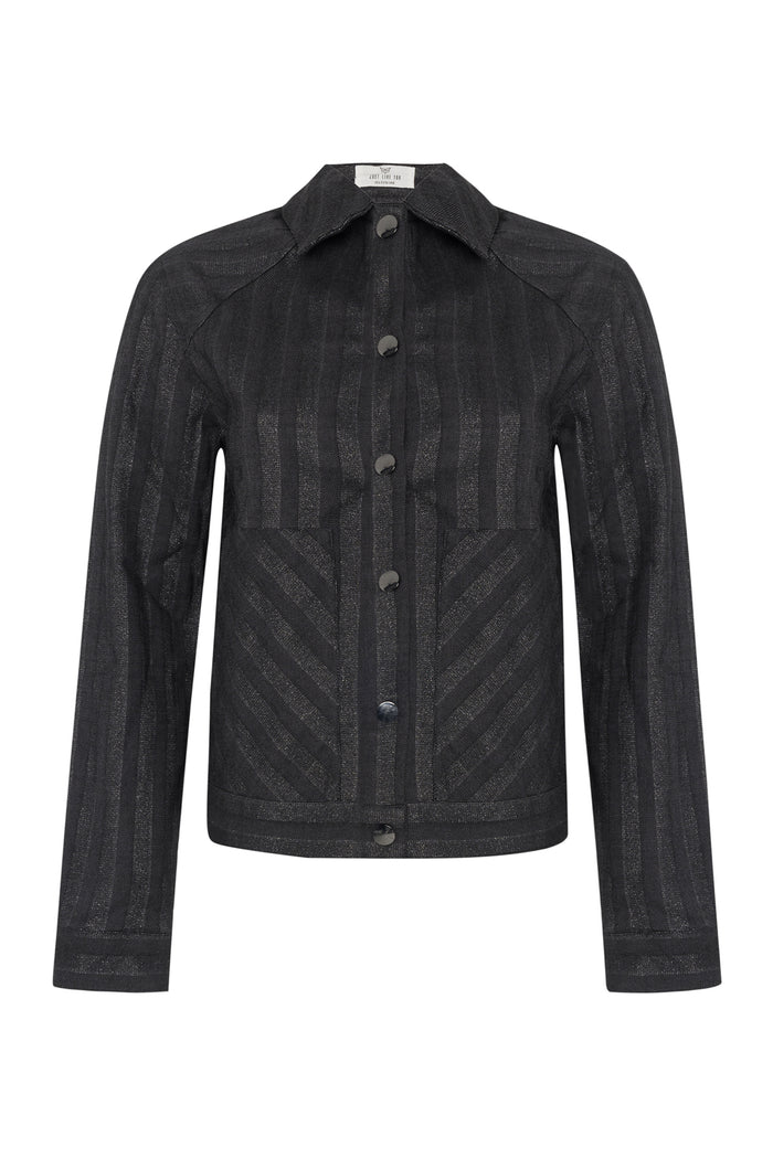 Anthracite Shirt Collar Long Sleeve Women's Jacket