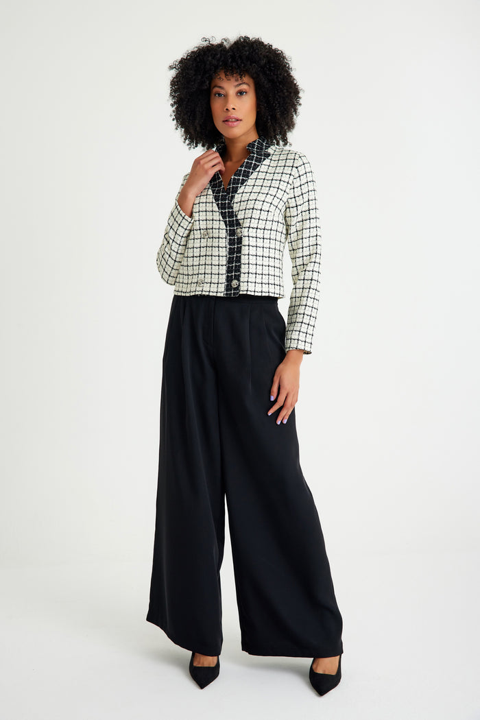 White Ckeched Short Blazer