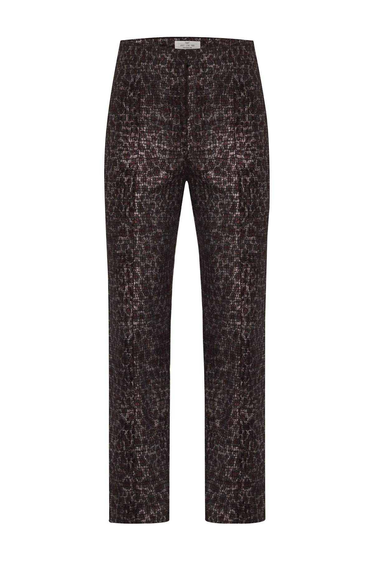 Bordo Leopar Desenli Pantolon