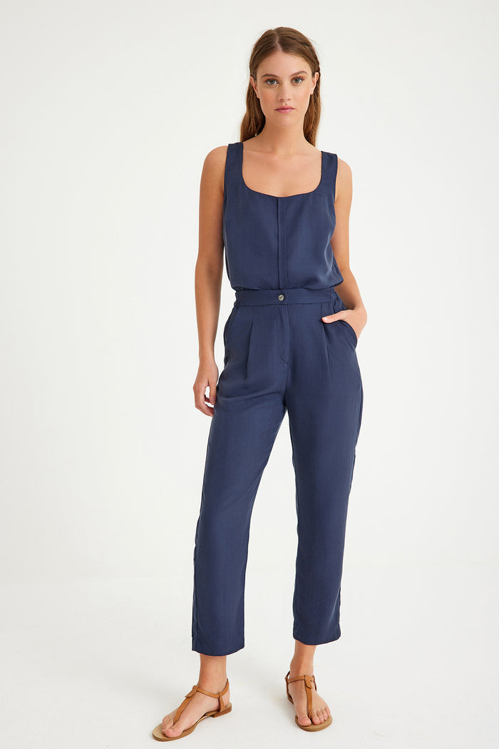 Navy Blue Women's Carrot Trousers
