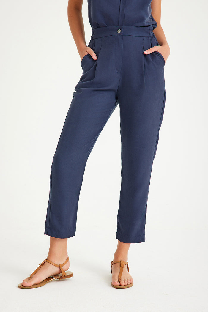 Navy Blue Women's Carrot Trousers