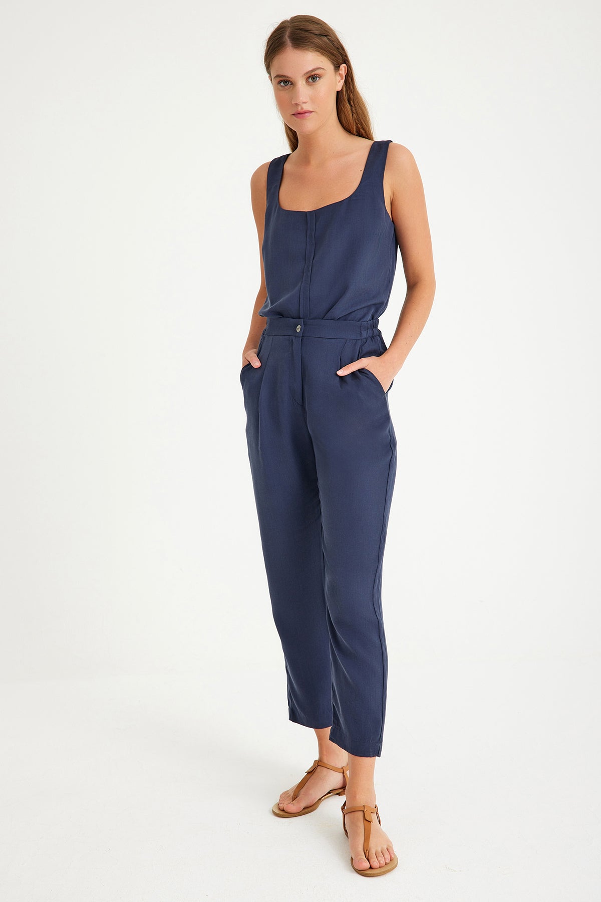 Navy Blue Women's Carrot Trousers