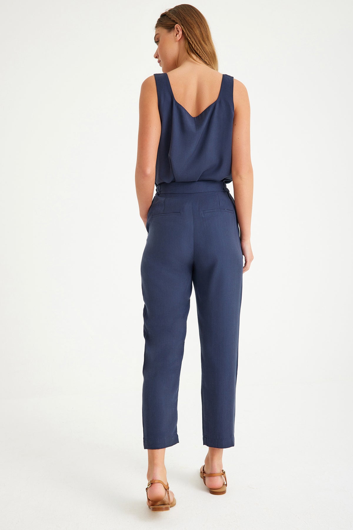 Navy Blue Women's Carrot Trousers