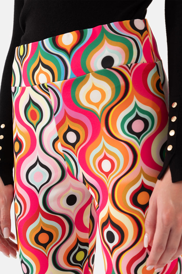 Colorful Patterned Bell Bottom Women's Trousers