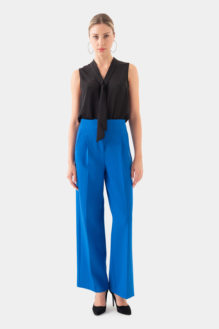 Sax Blue Wide Leg Women's Trousers