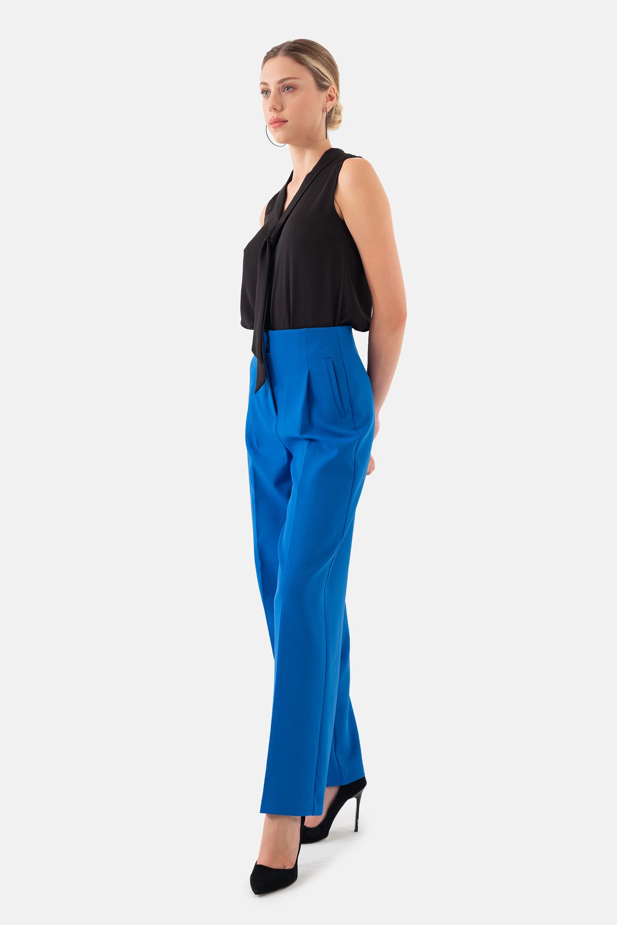 Sax Blue Wide Leg Women's Trousers