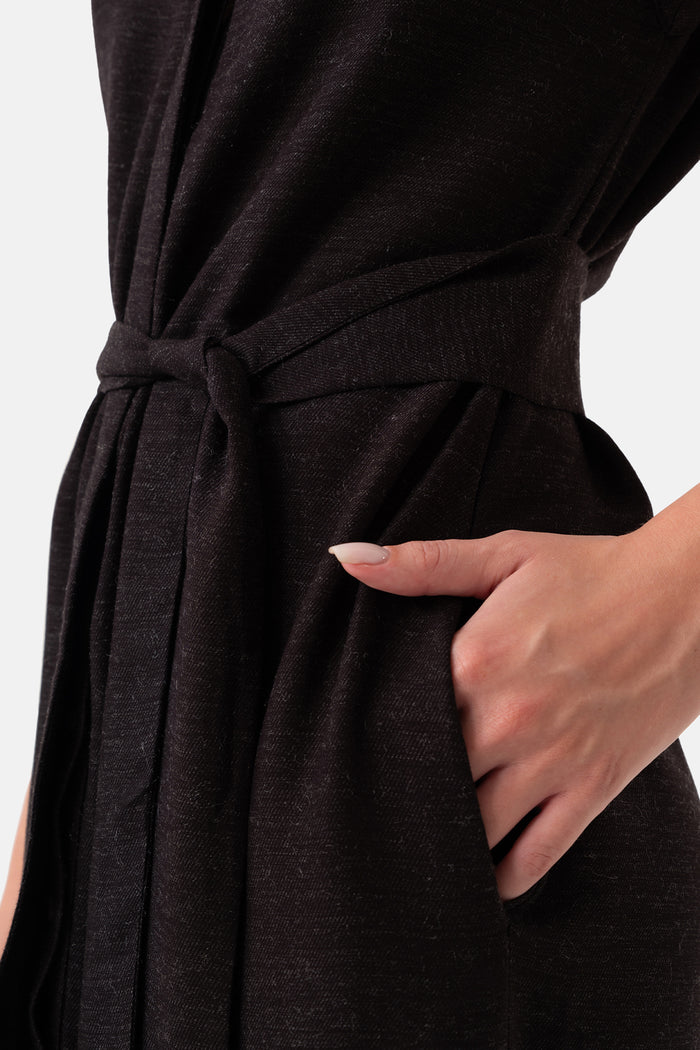 Black Belted Shirt Dress