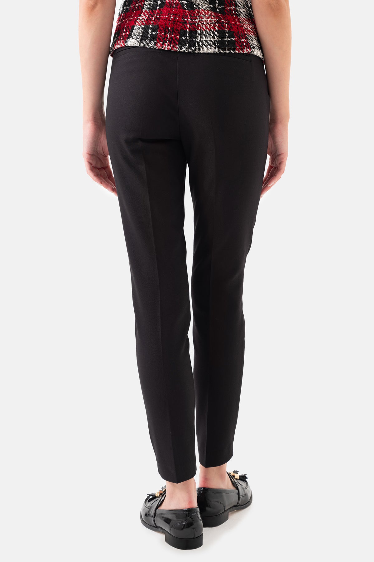 Black Elasticated Waistband Short Leg Women's Trousers