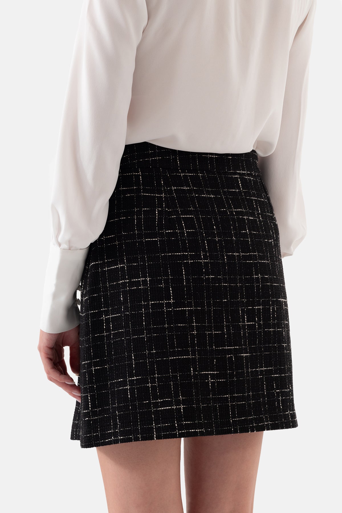 Black Plaid Unlined Mini Skirt