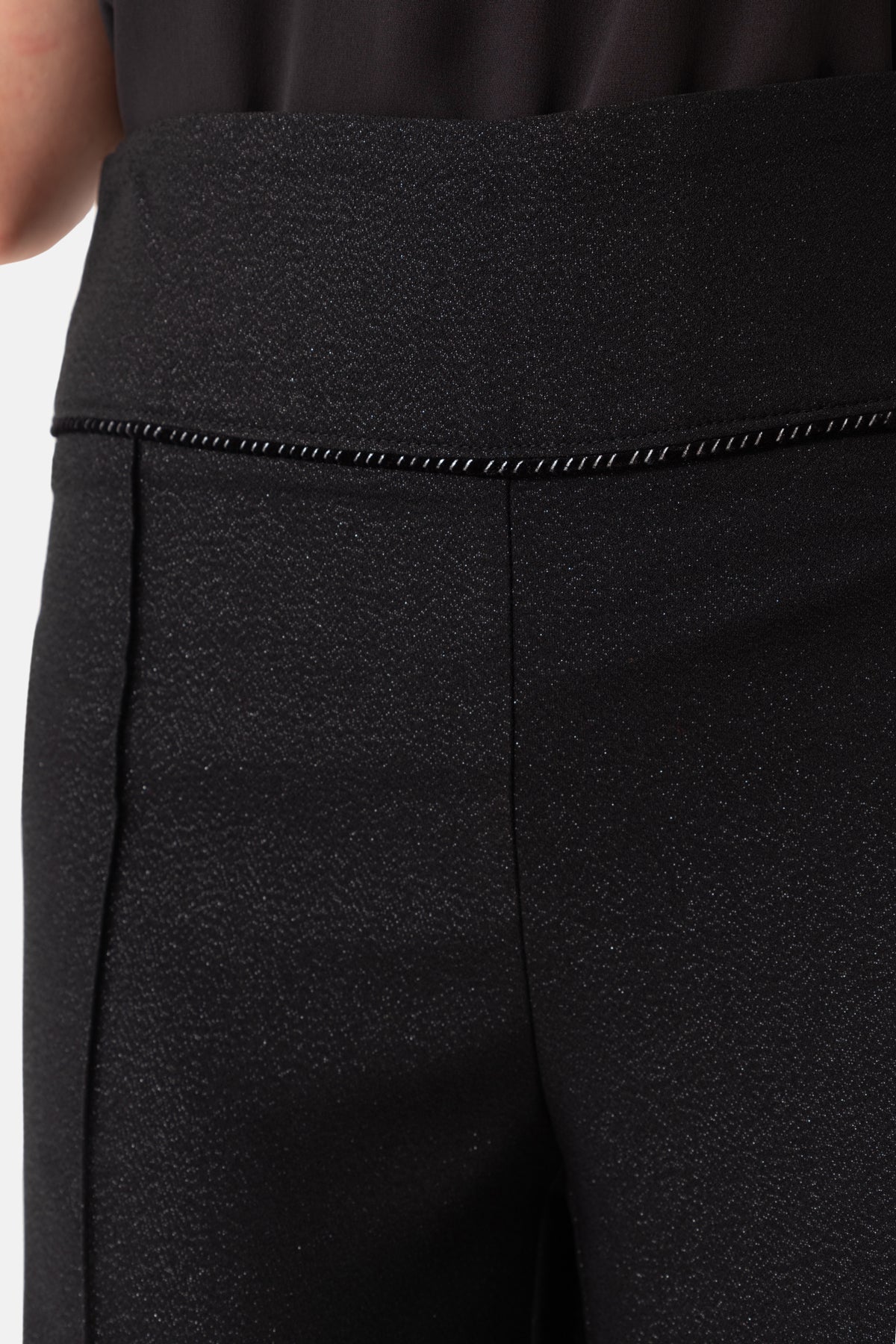 Black Ribbed Wide Leg Trousers