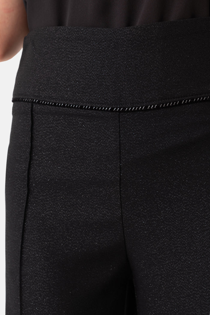 Black Ribbed Wide Leg Trousers