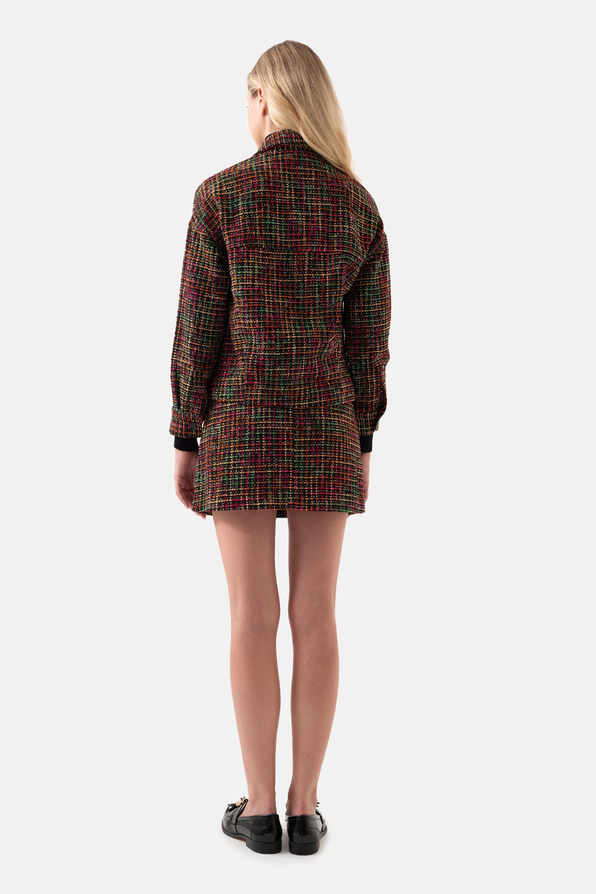 Black Tweed Pocket Detailed Mini Skirt
