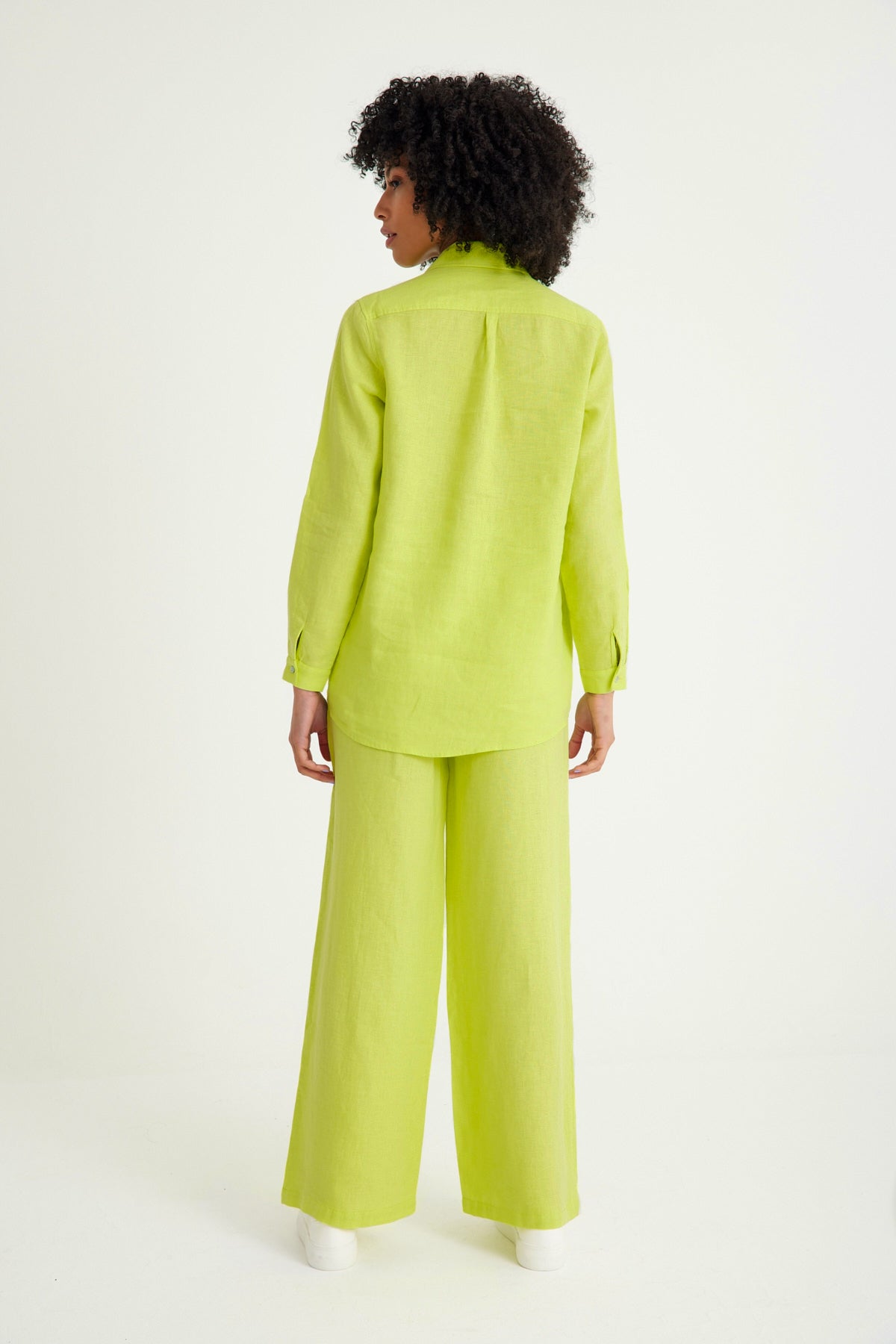 Green Linen Pocket Detailed Women's Shirt
