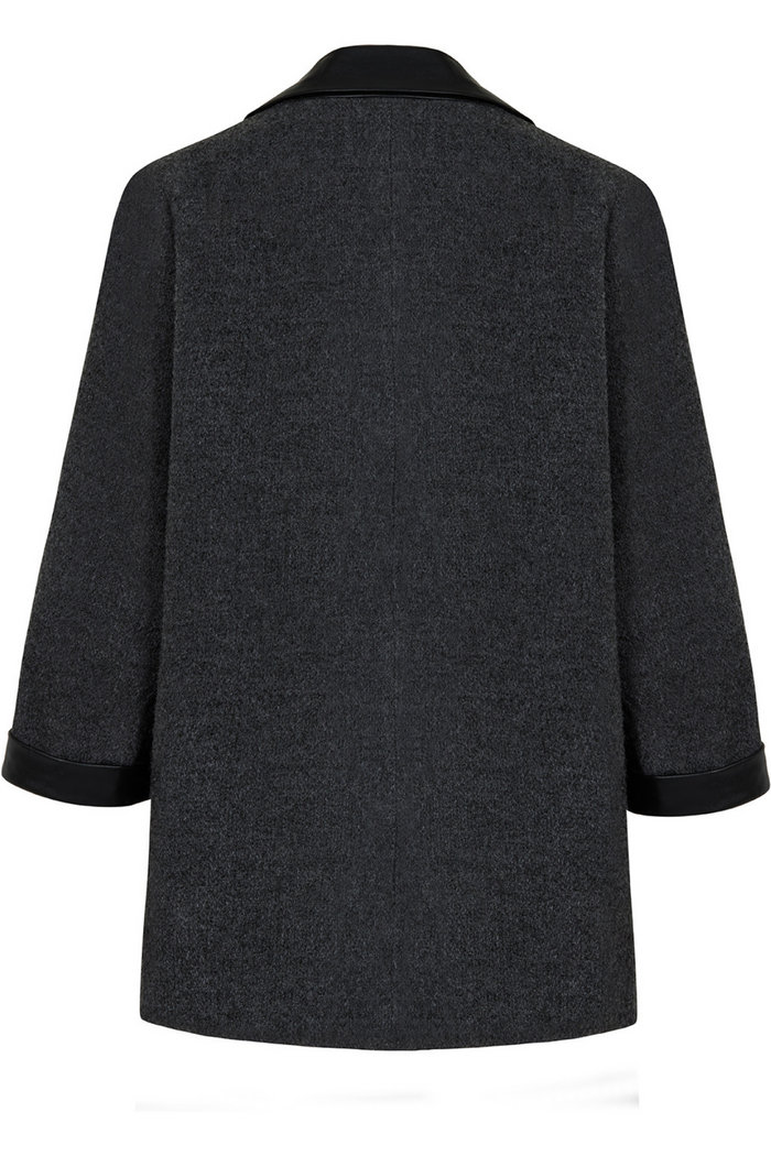 Antrasit  Deri Detaylı Ceket