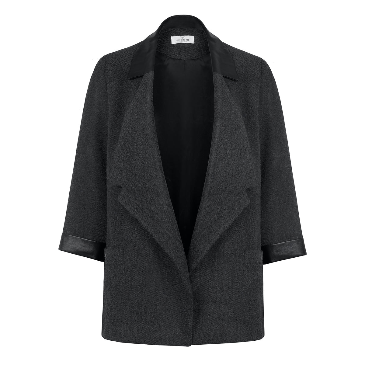 Antrasit  Deri Detaylı Ceket