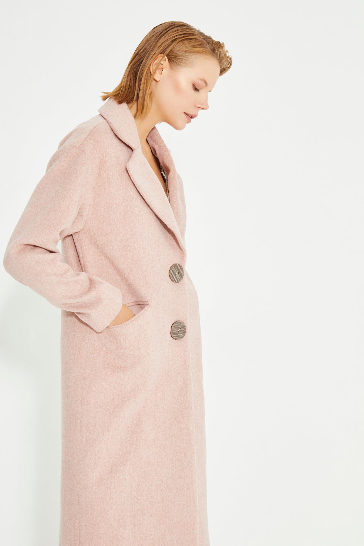 Beiege Low Shoulder Slit Detailed Long Women's Coat