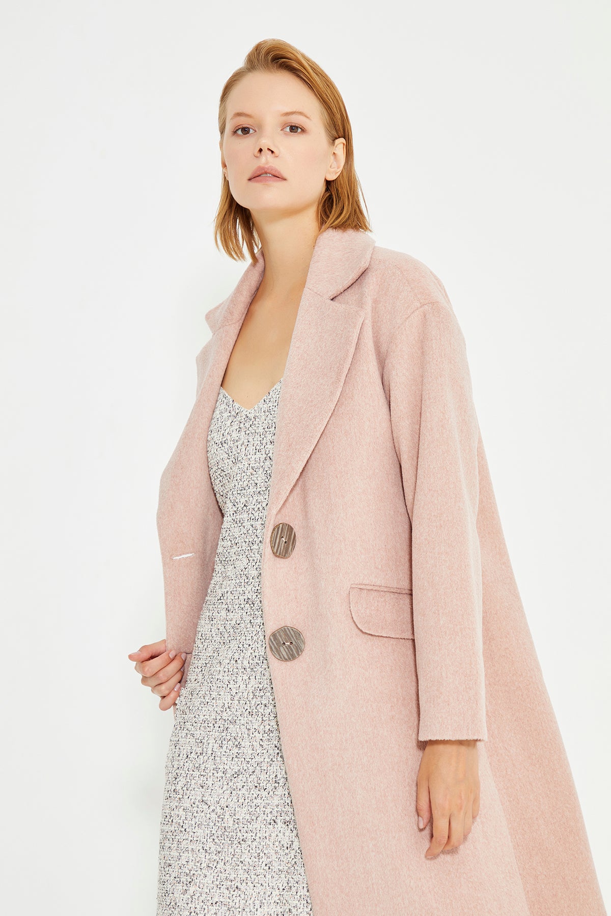 Beiege Low Shoulder Slit Detailed Long Women's Coat