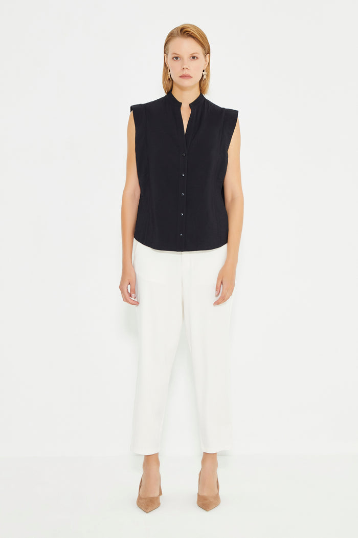 White High Waist Straight Fit Women's Trousers