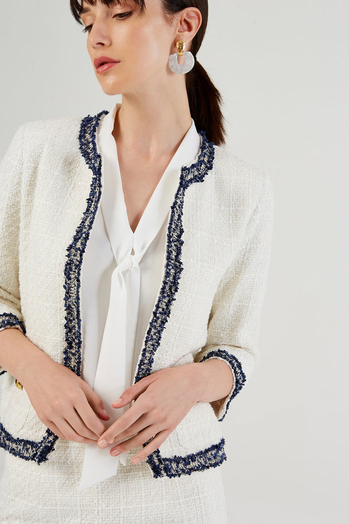 Ribbed Tweed Ecru Jacket