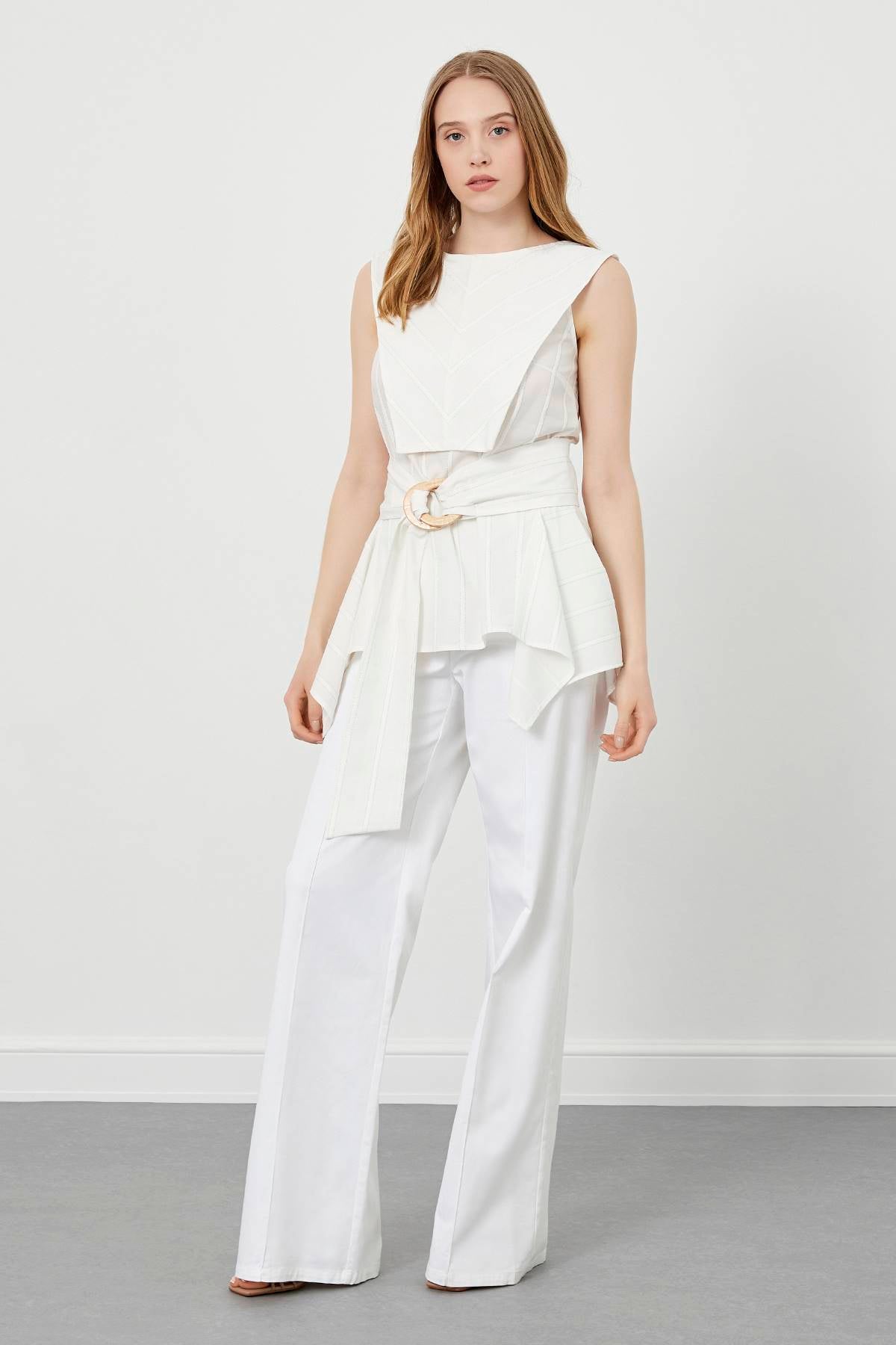 White Wide-Leg Trousers
