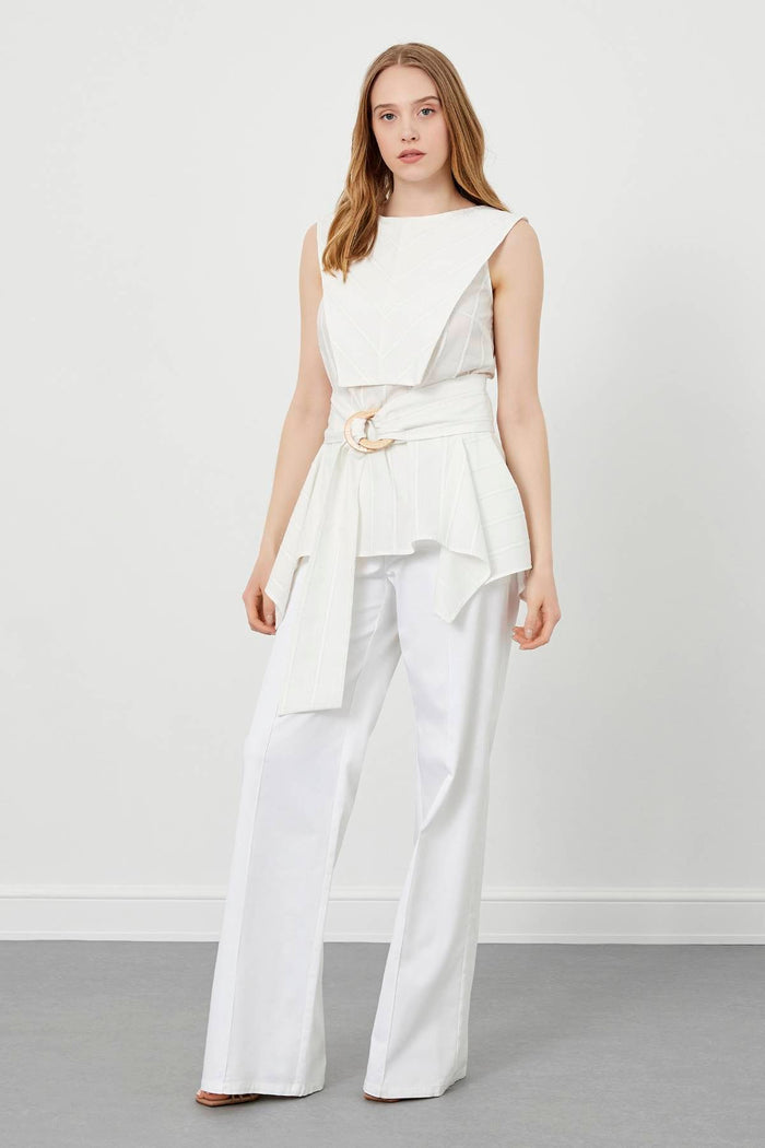 White Wide-Leg Trousers