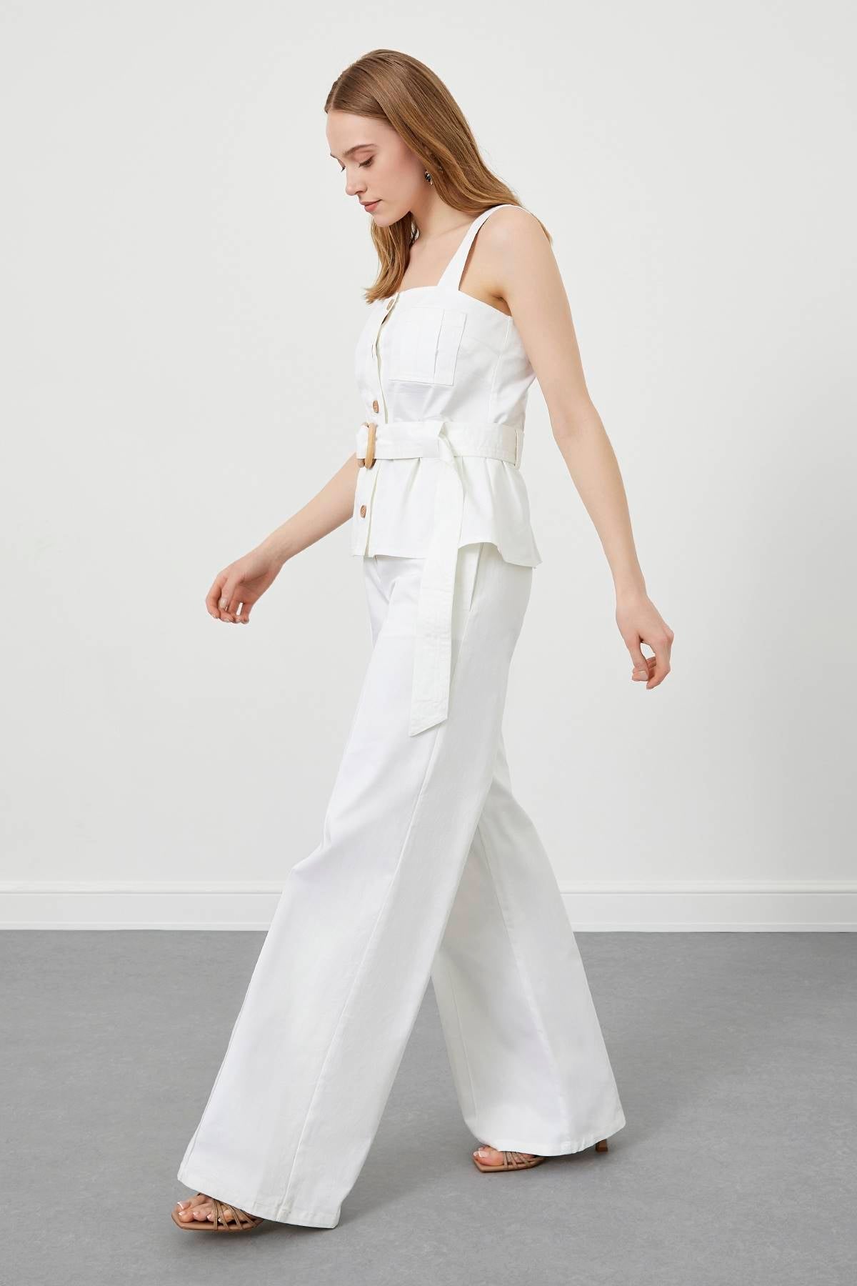 White Wide-Leg Trousers