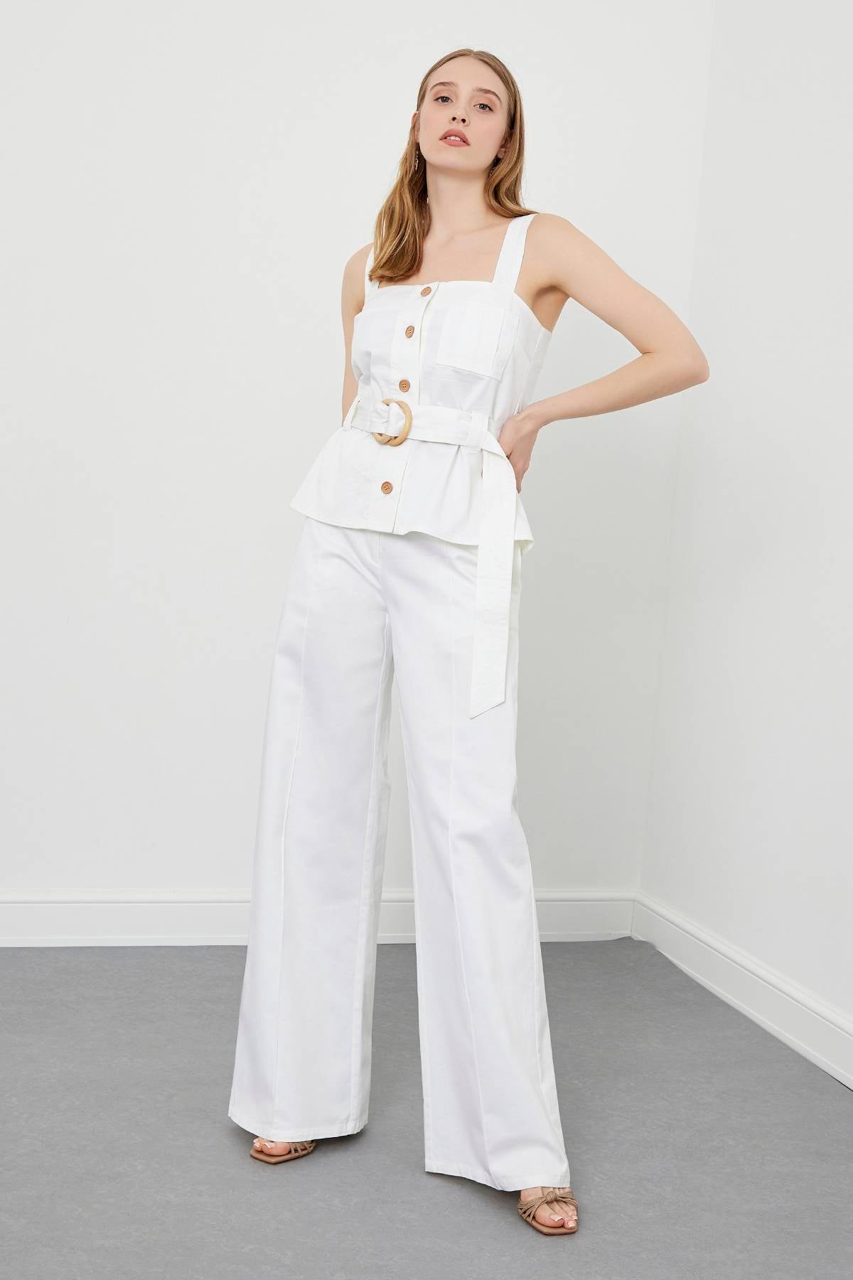 White Wide-Leg Trousers