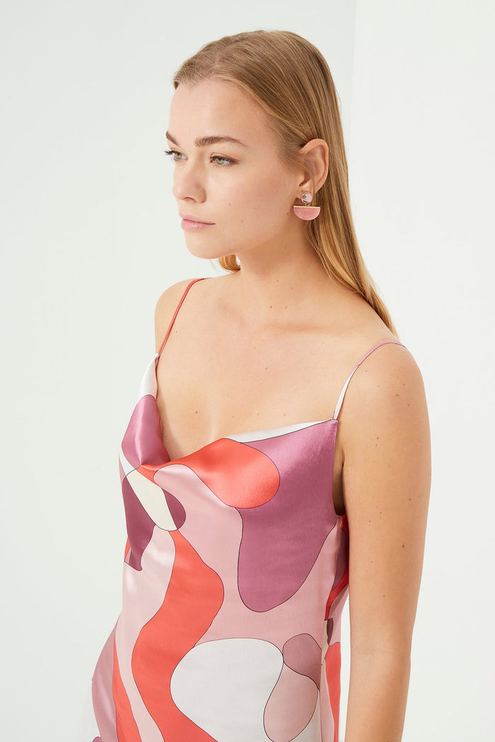Cowl-Neck Satin Midi Dress