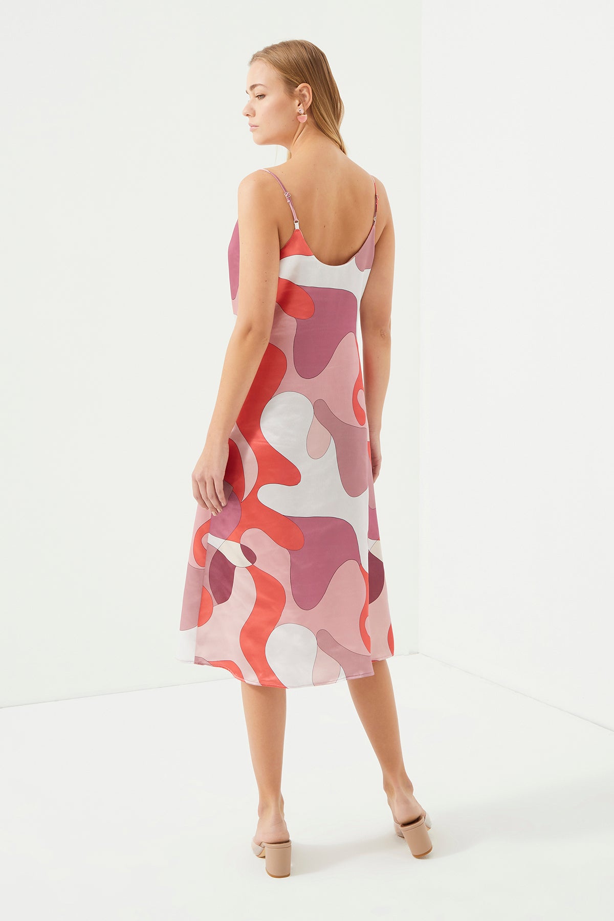 Cowl-Neck Satin Midi Dress