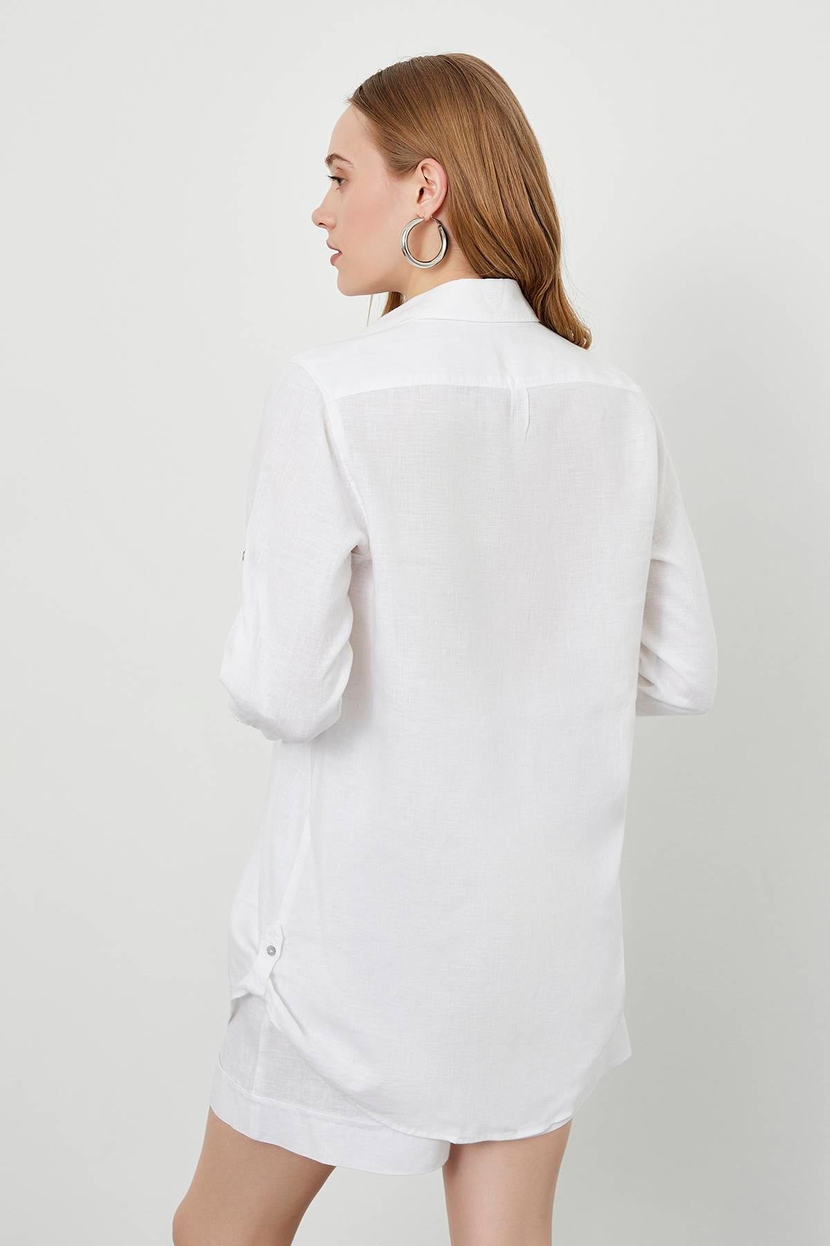 White Oversize Long Sleeve Shirt