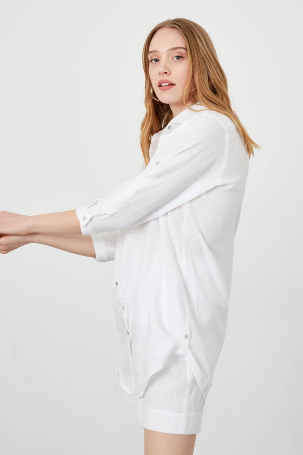 White Oversize Long Sleeve Shirt