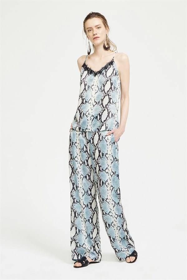 Satin Finish Snake Pattern Trousers