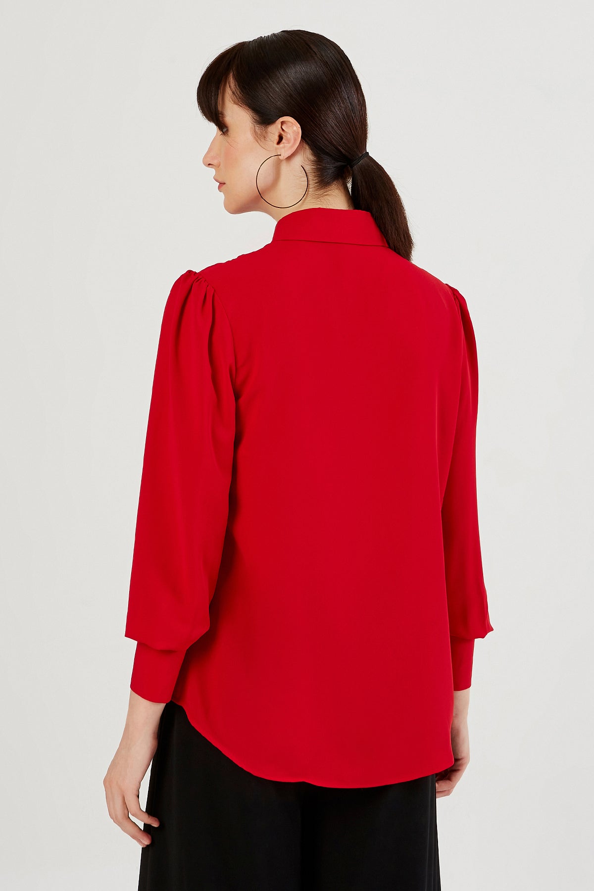 Red Pointed Collar Shirt