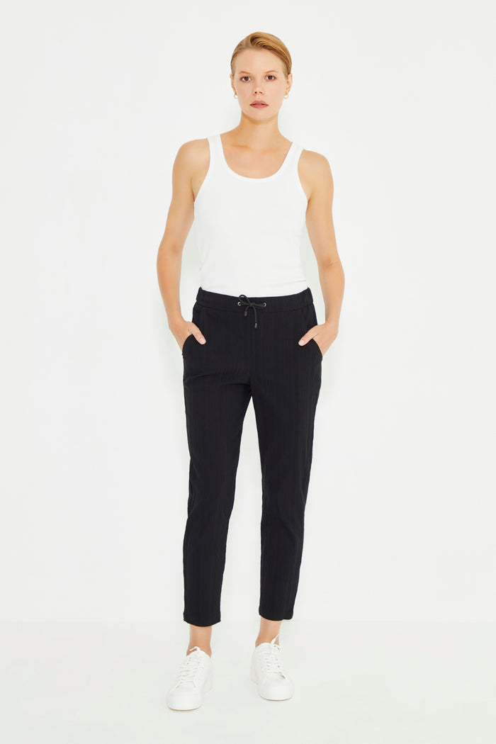 Black Elasticated Waist Women's Trousers