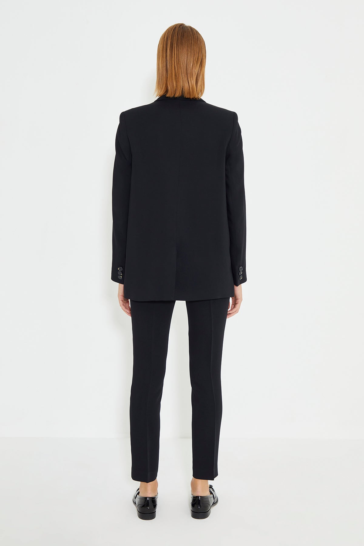 Black Double Breasted Women's Blazer Jacket With Pockets