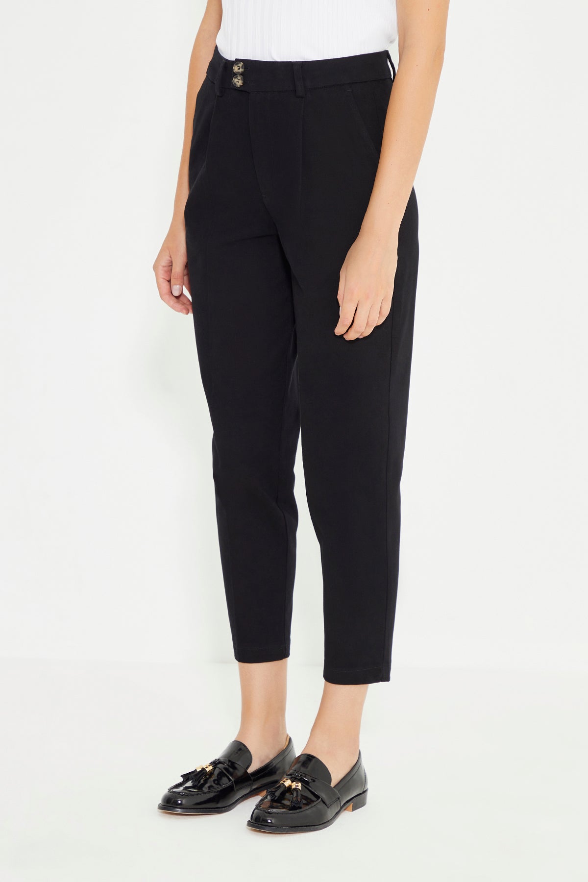 Black High Waist Pleated Women's Trousers