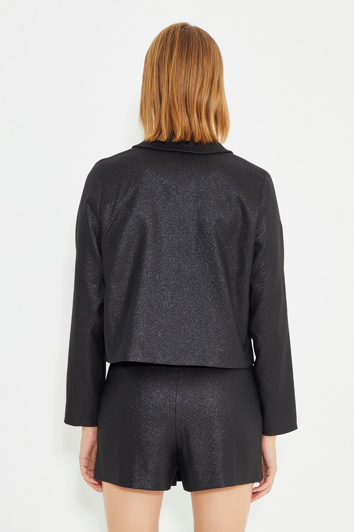 Black Shirt Collar Long Sleeve Women's Jacket
