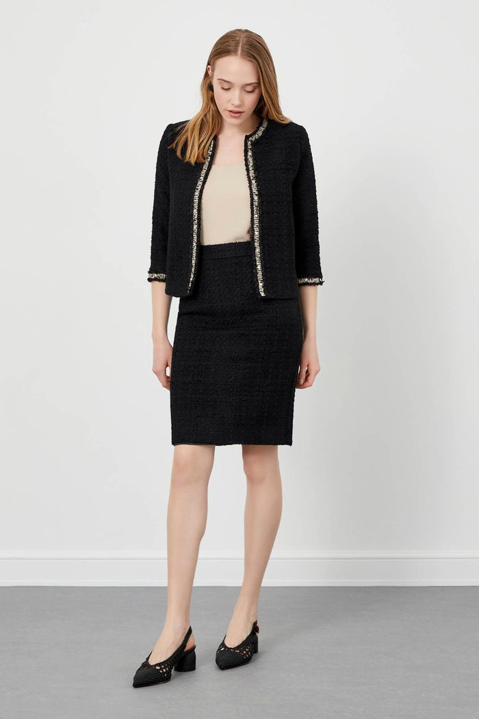 Black Tweed Pencil Skirt