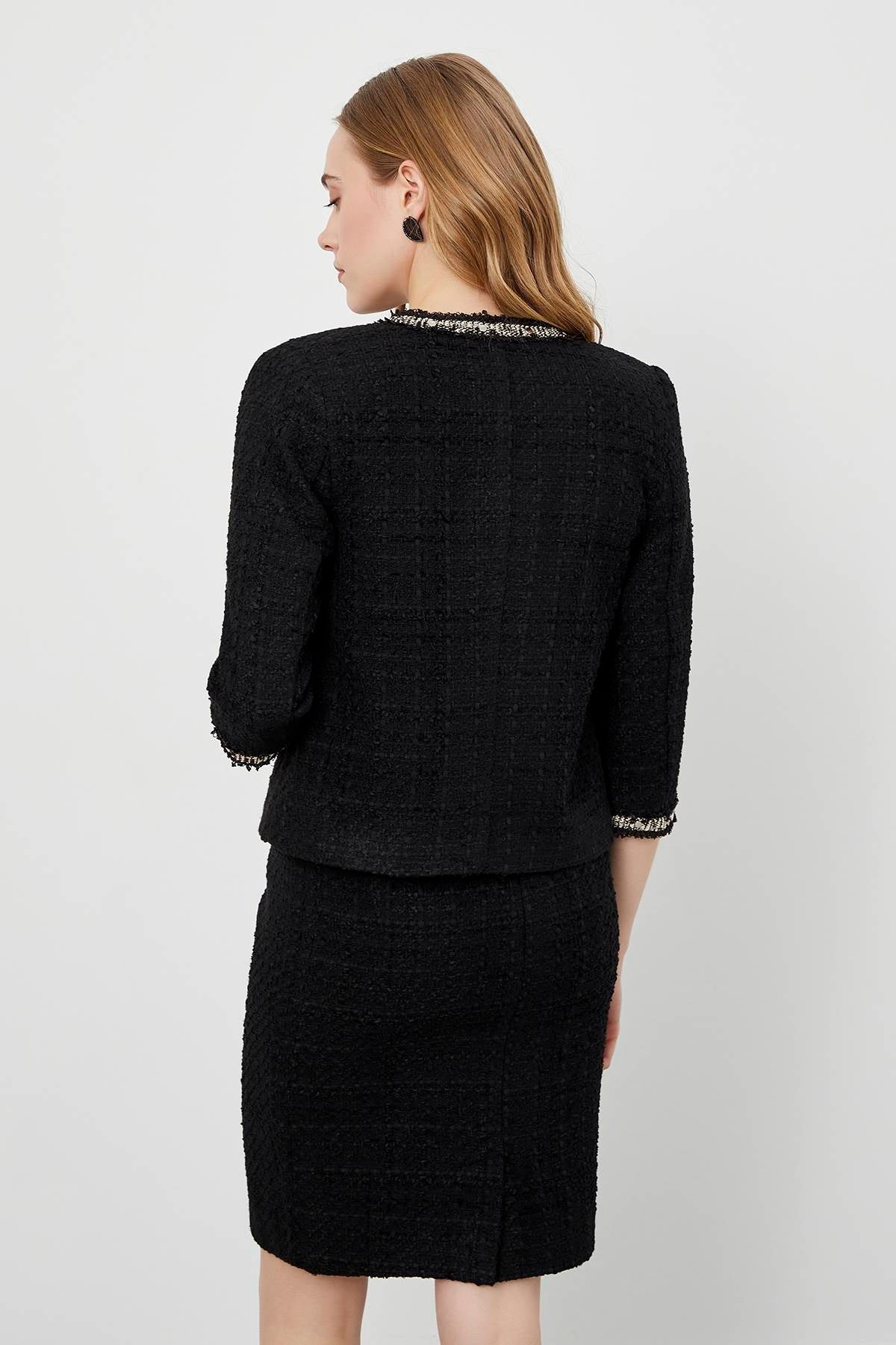 Black Tweed Pencil Skirt