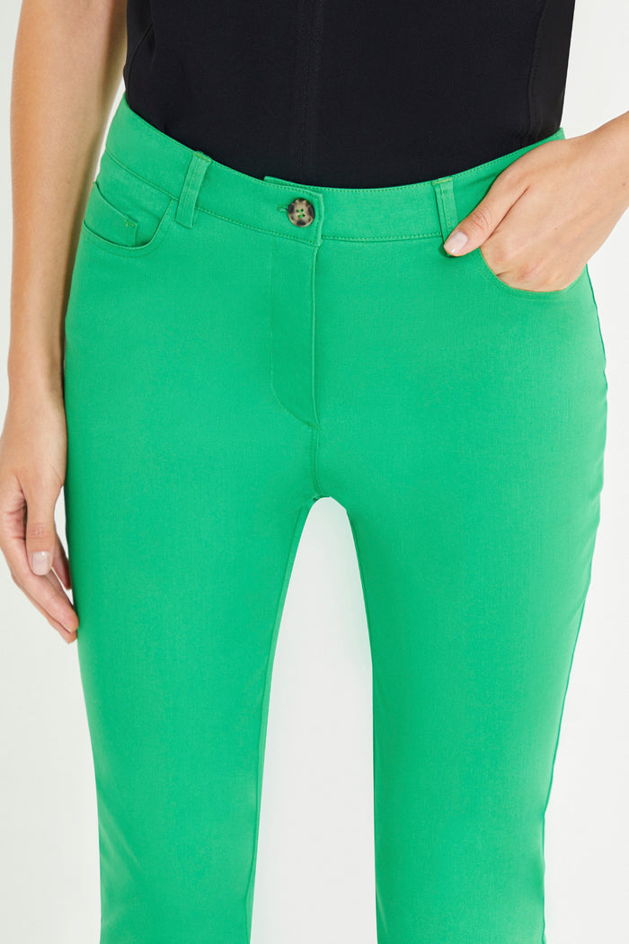 Green Five Pocket Slim Fit Women's Trousers