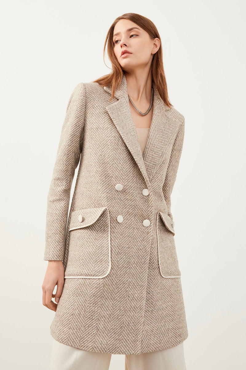 Herringbone Patterned Anthracite Coat