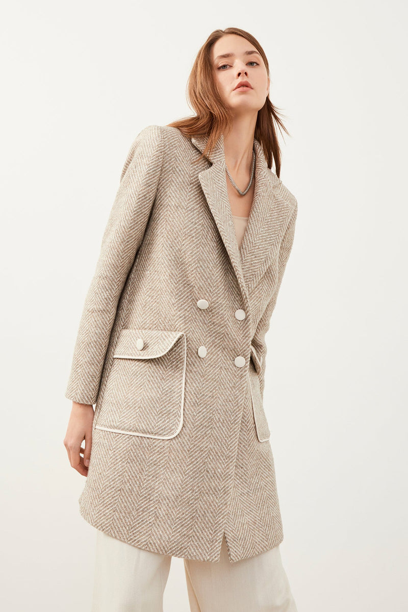 Herringbone Patterned Anthracite Coat