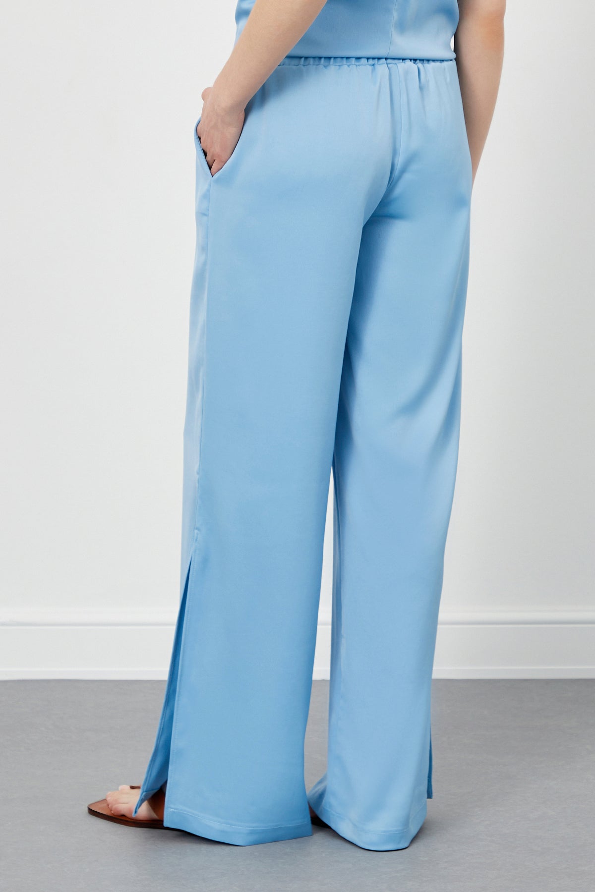 Baby Blue Elasticated Waist Loose Fit Trousers