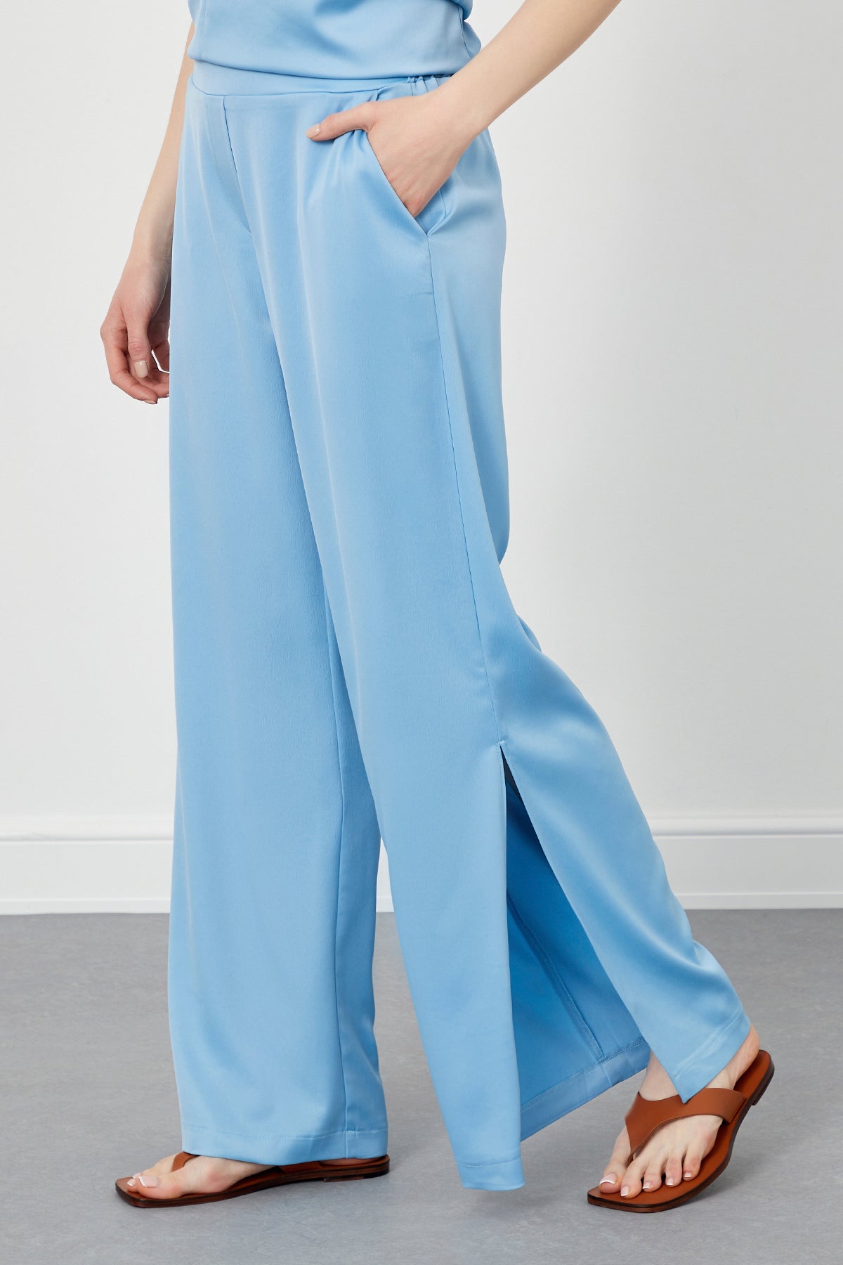 Baby Blue Elasticated Waist Loose Fit Trousers