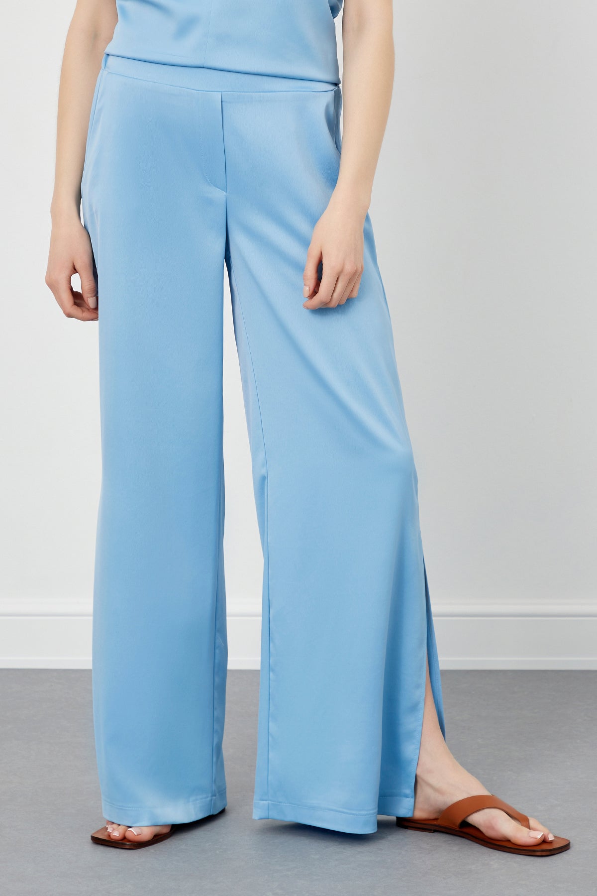 Baby Blue Elasticated Waist Loose Fit Trousers