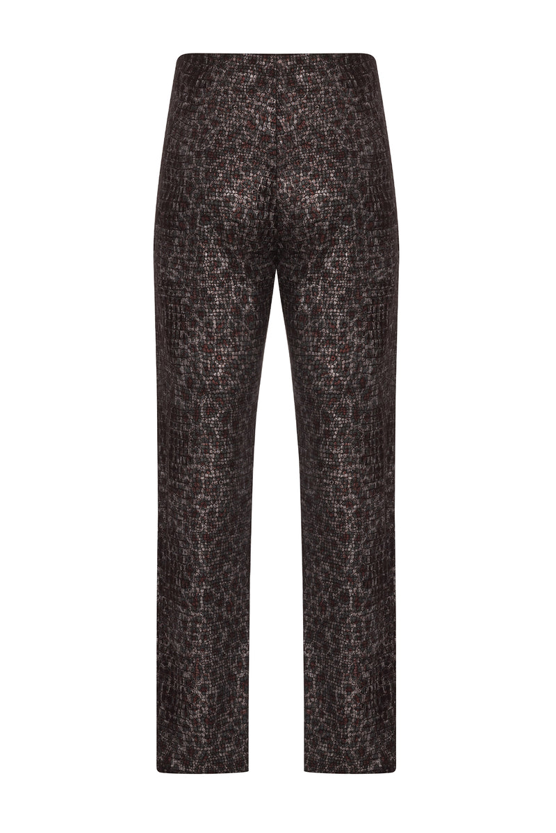 Burgundy Leopard Patterned Trousers