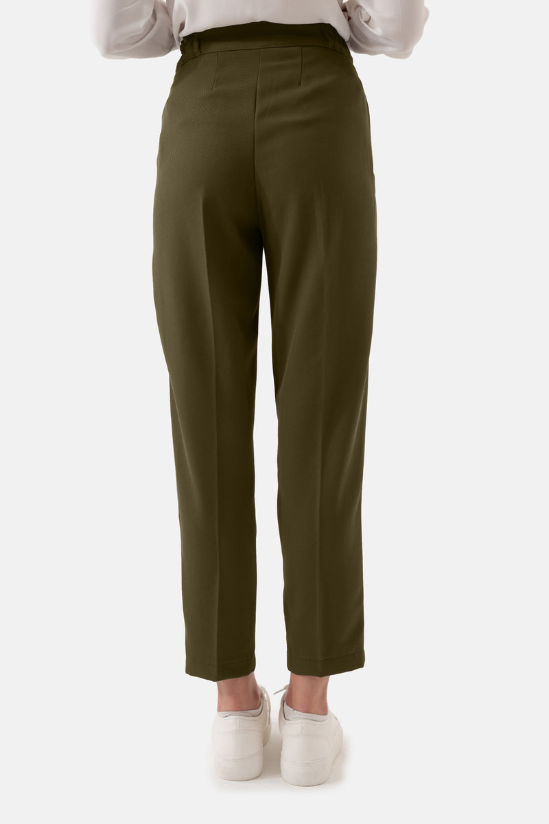Khaki Women's Elastic Waist Trousers