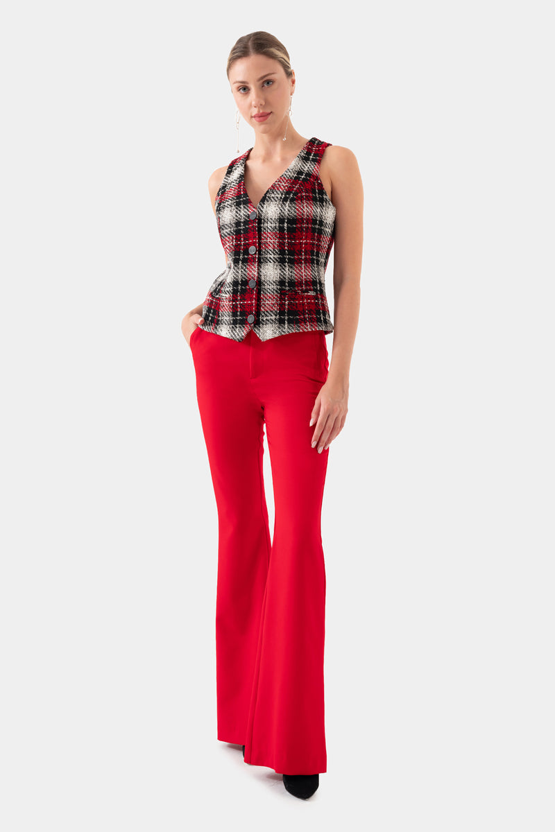 Red Cropped Women's Trousers