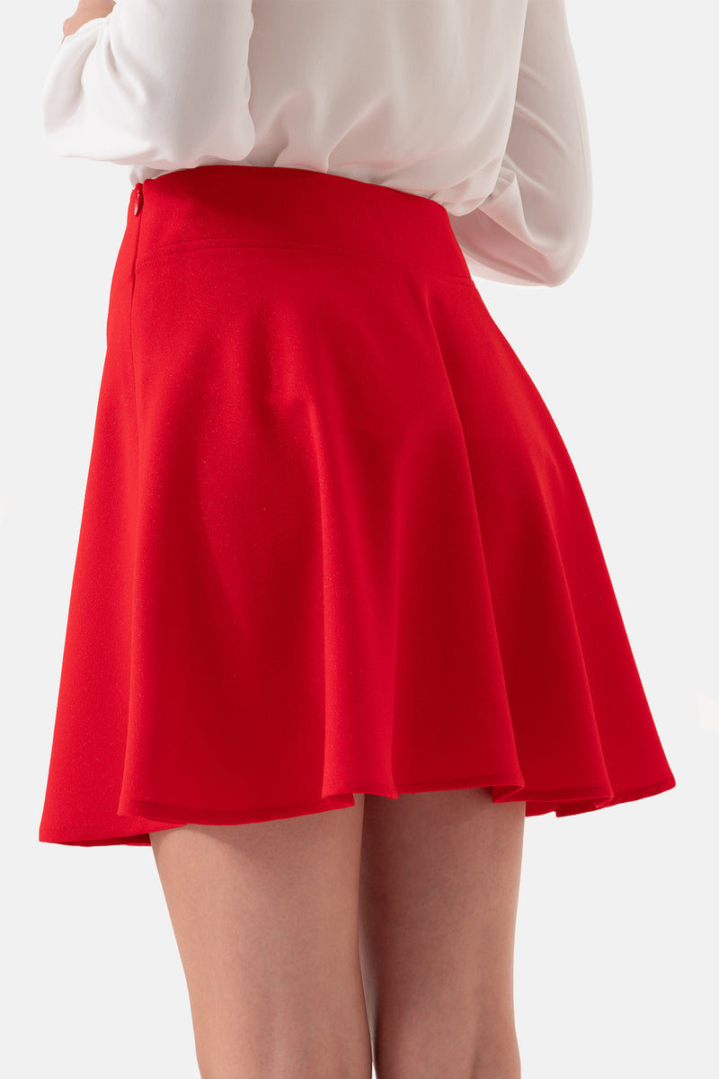 Red Ruffle Women's Mini Skirt