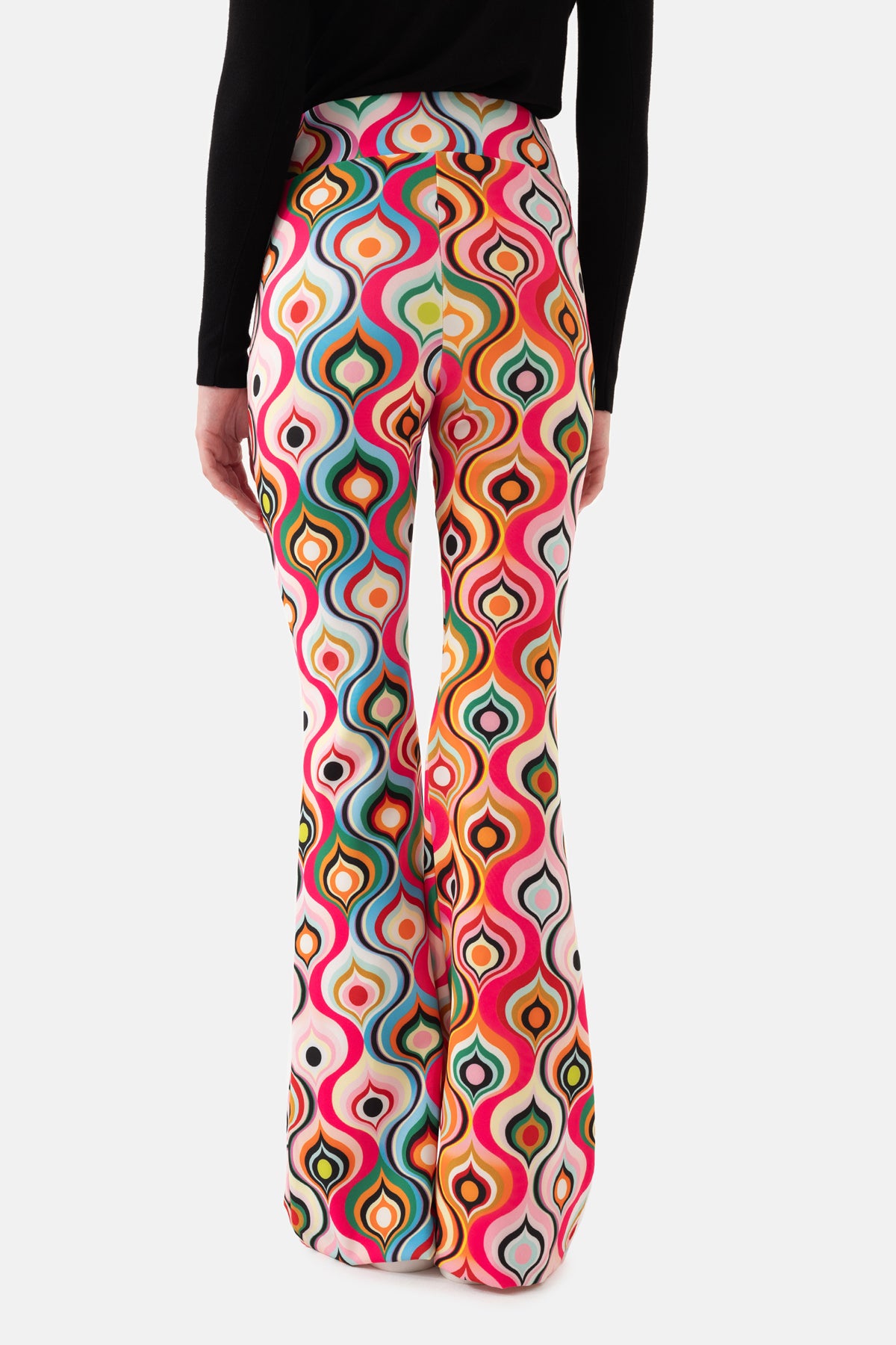 Colorful Patterned Bell Bottom Women's Trousers